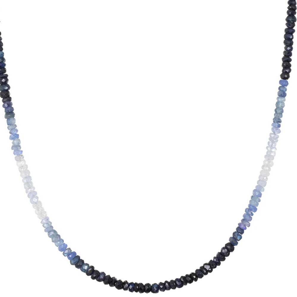 Ombre Sapphire Necklace + Bracelet Set Waterproof Gold Gemstone Jewelry Gift - Picture 13 of 15